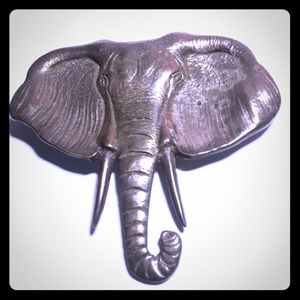 Vintage Sterling Silver Elephant Brooch. Marked.